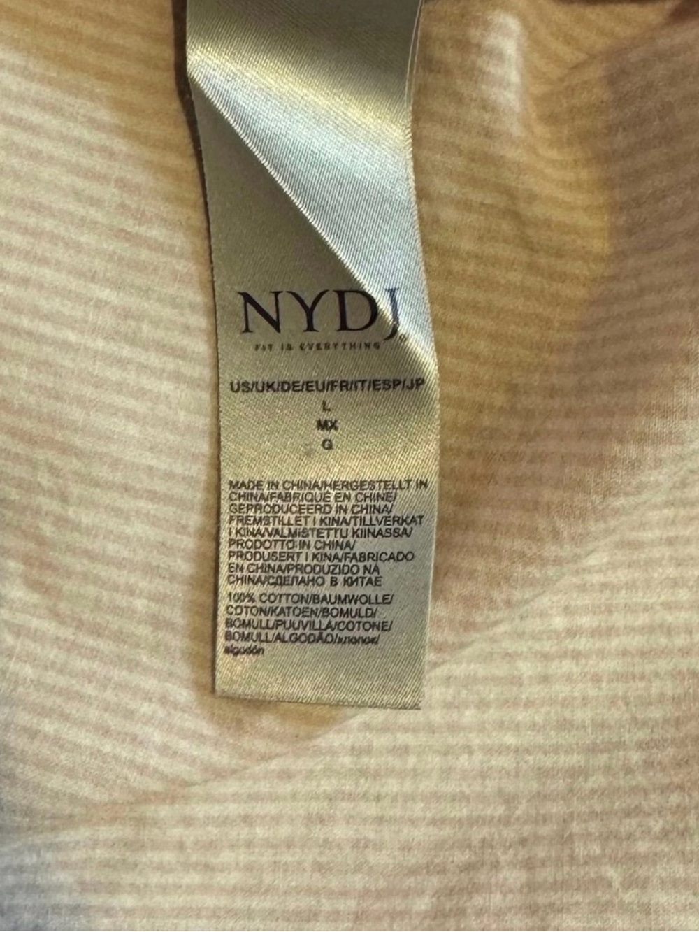 NYDJ Oversized Button-up Boyfriend Shirt Size Large Pink & White - Picture 8 of 8